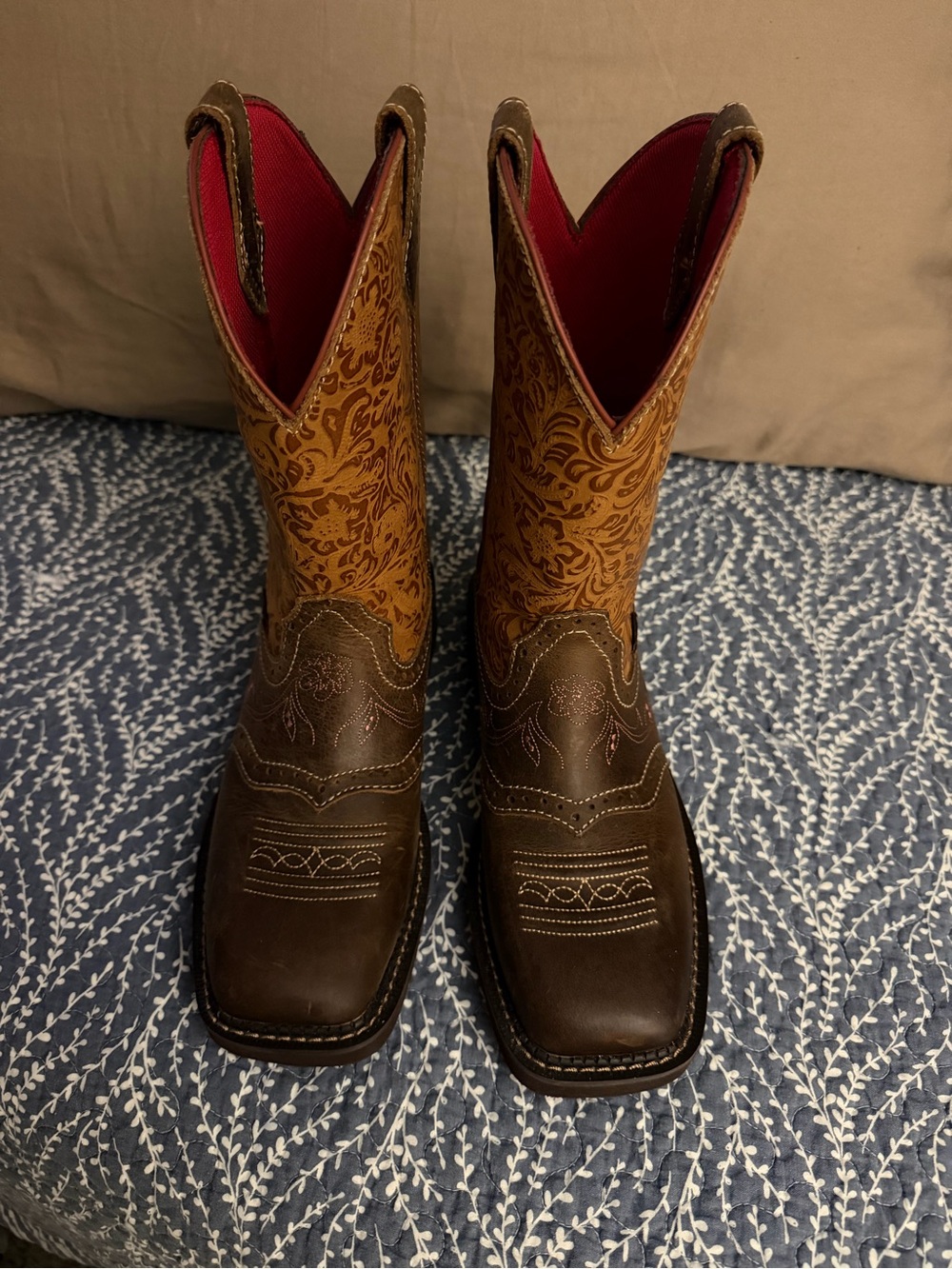 Women’s Justin Gypsy Starlina      Brown/Tan Western Boots with Red Lining 8.5